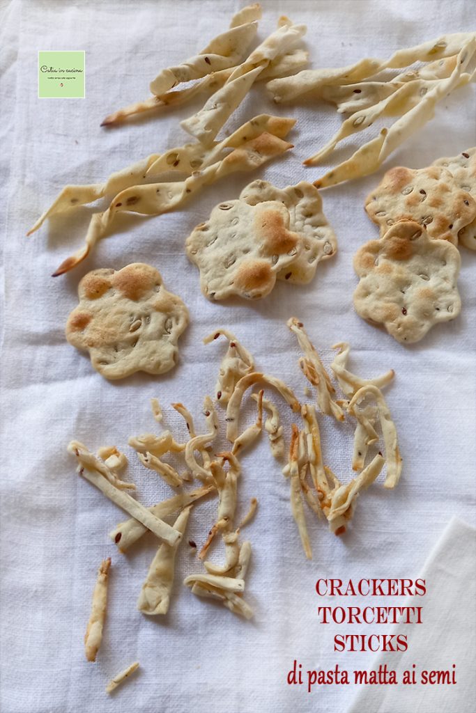 crackers and cuttings of crazy dough with seeds