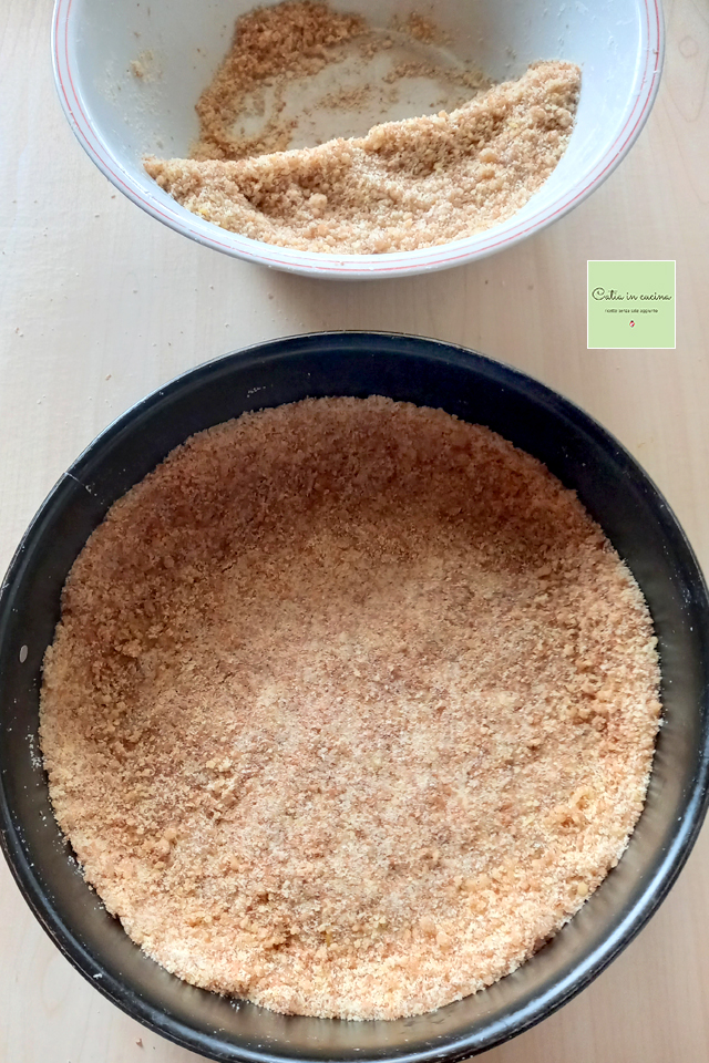 compact crumbs on the base of the pan