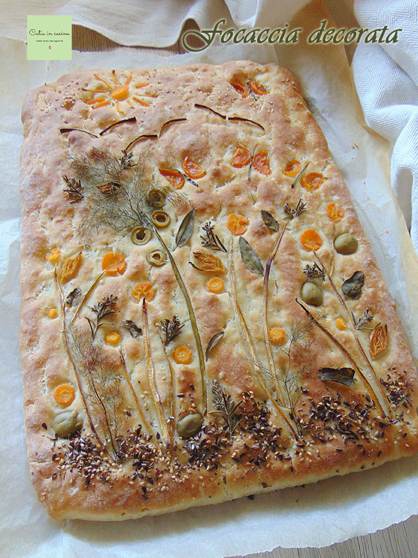 decorated focaccia - after baking