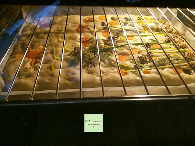 decorated focaccia - cooking