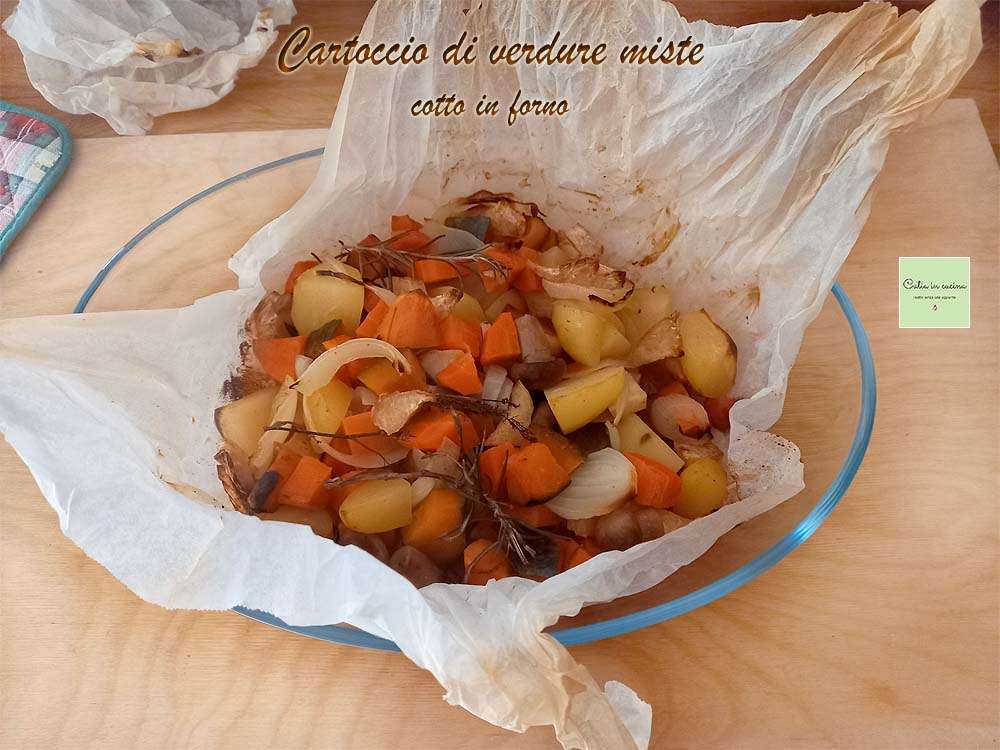 freshly baked vegetable foil packet