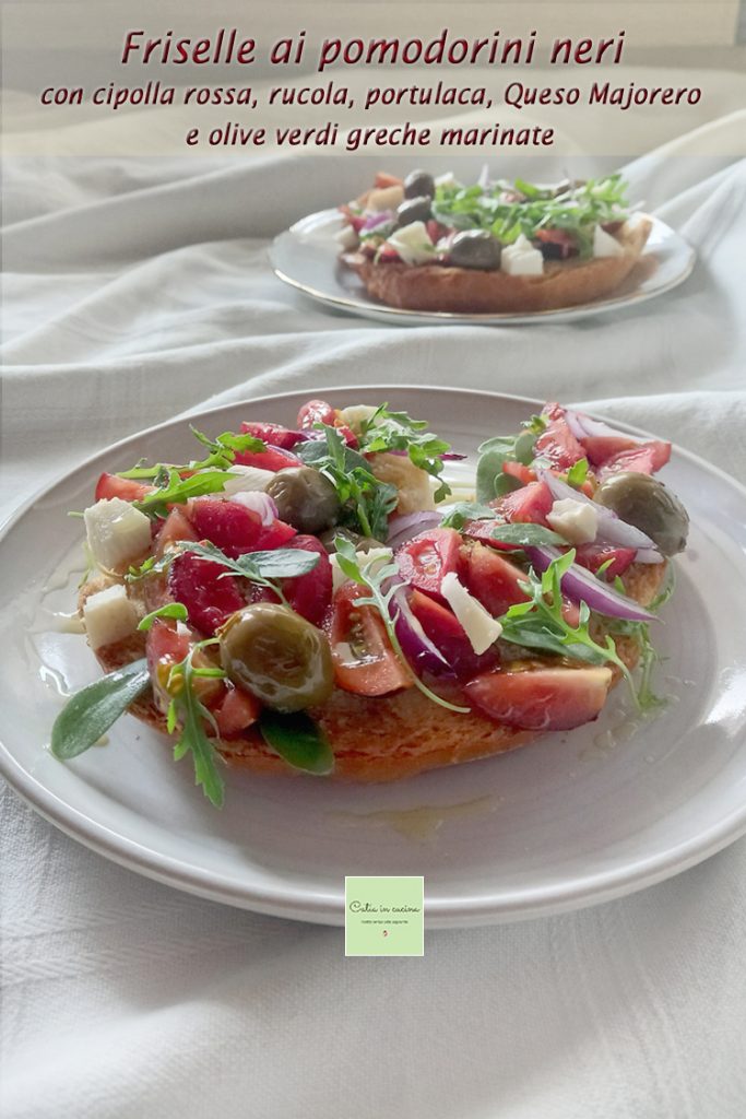 friselle with black cherry tomatoes