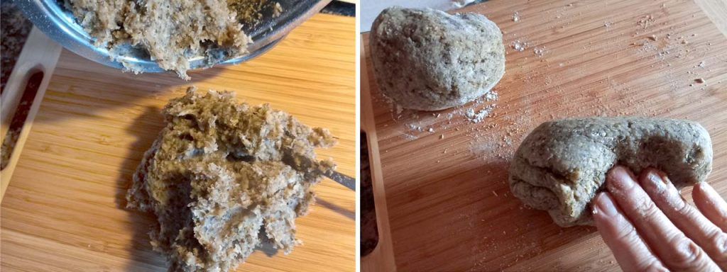 working the mixture by hand