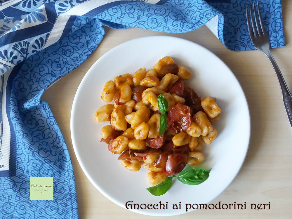 gnocchi with black cherry tomatoes