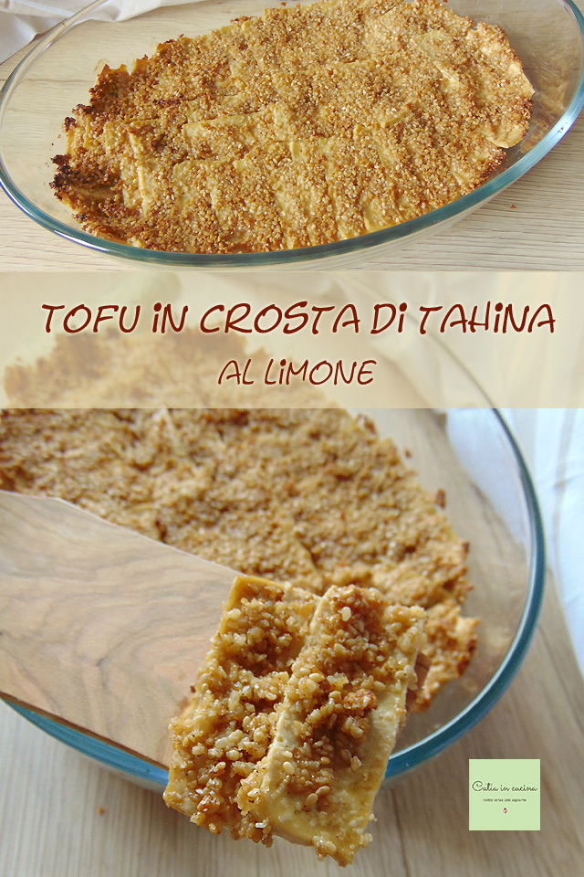 gratinated tofu with lemon tahini crust