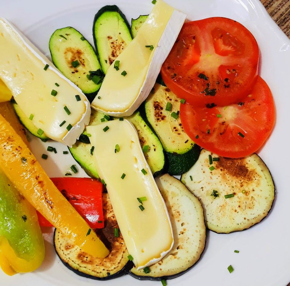 Grilled Vegetables and Warm Cheese