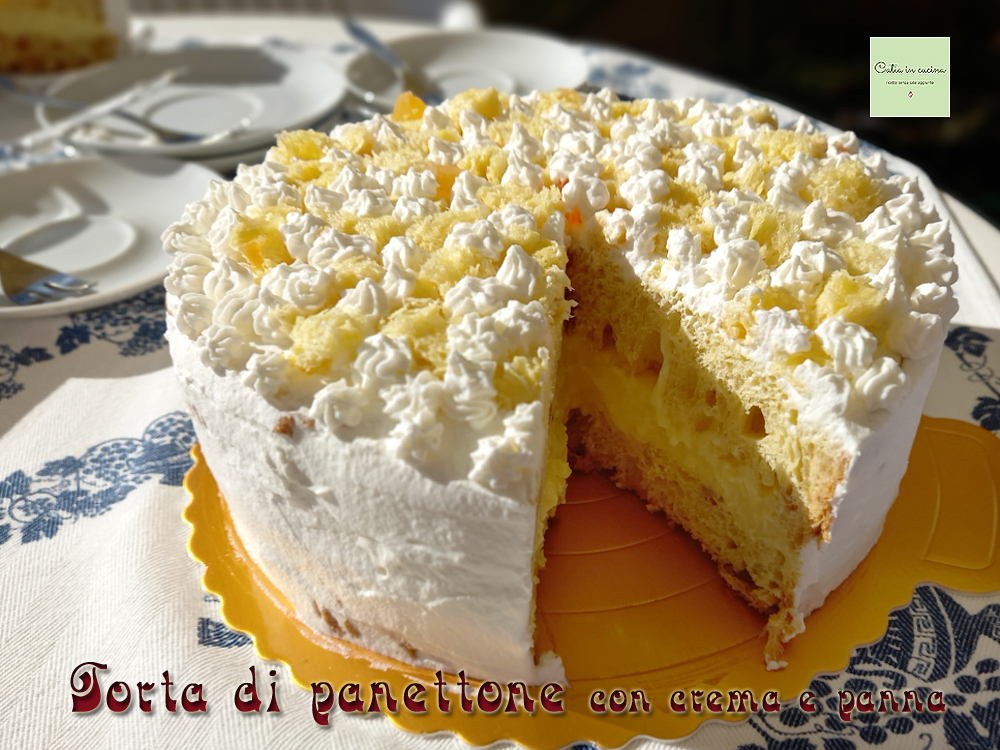 panettone cake cream and whipped cream