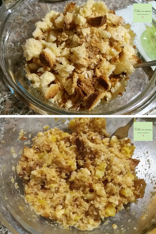 add the panettone in pieces