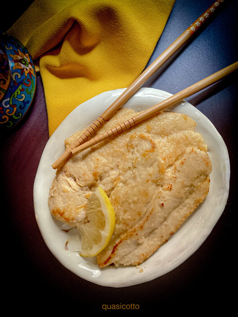Super Tender Lemon and Ginger Chicken Escalopes in a Pan.