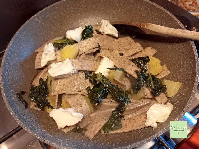 pizzoccheri sautéed with gorgonzola