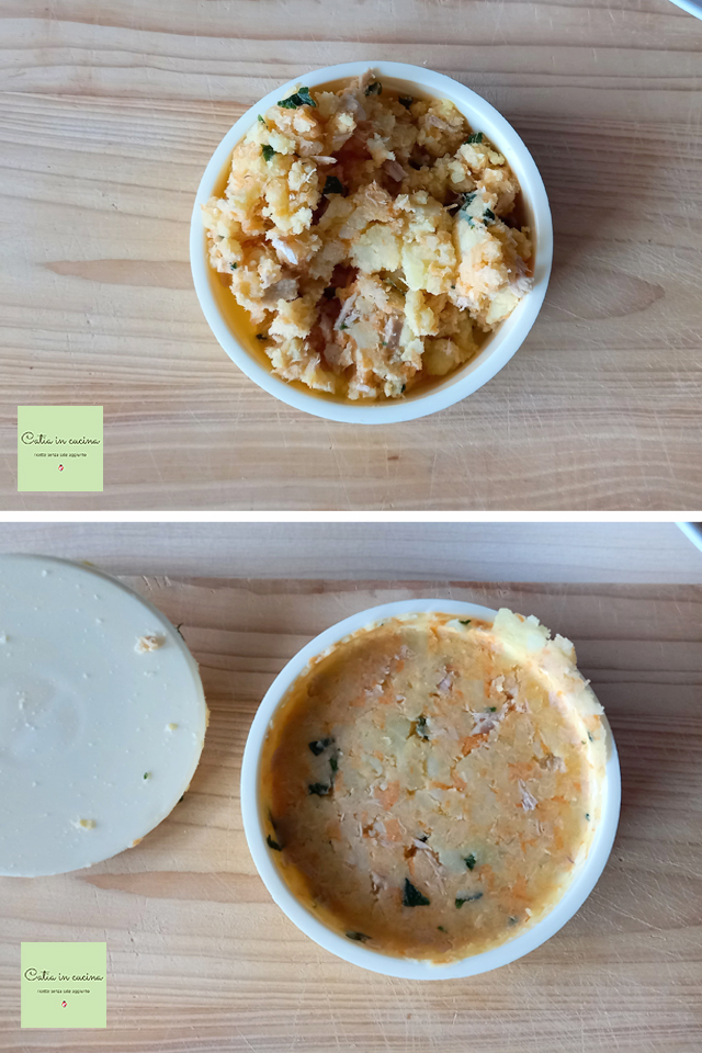 potato and tuna burgers shaping