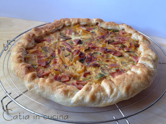 Quiche with Peppers, Zucchini, and Onion