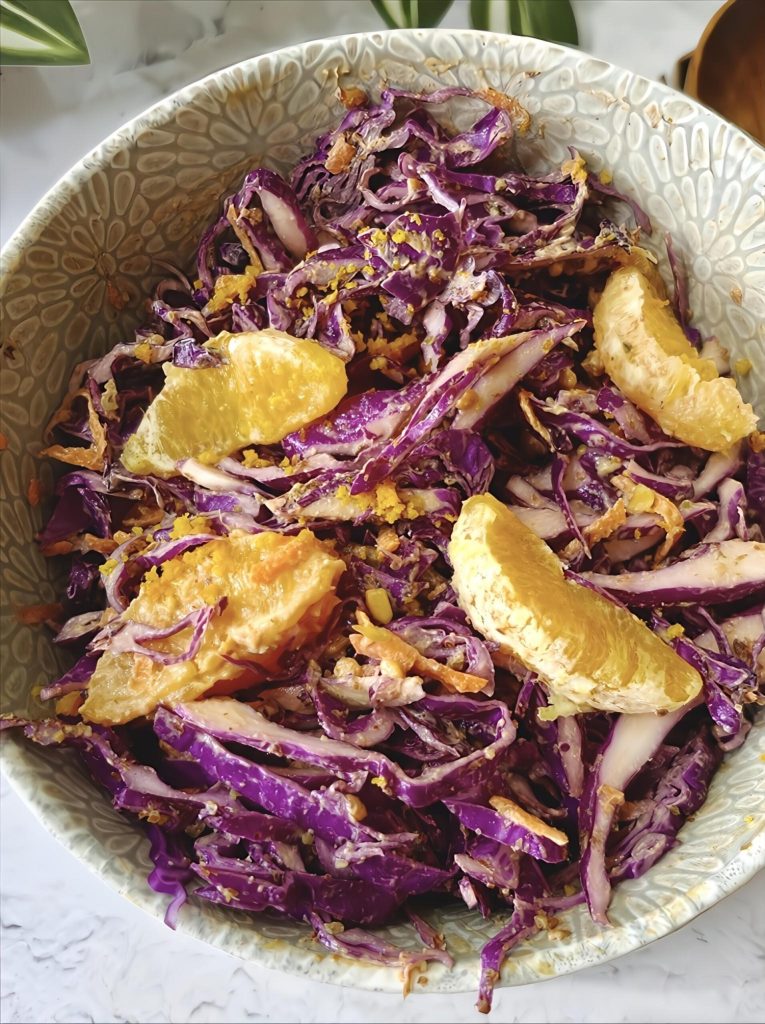 Red or Purple Cabbage Salad with Thai Peanut Dressing (Thai Coleslaw)