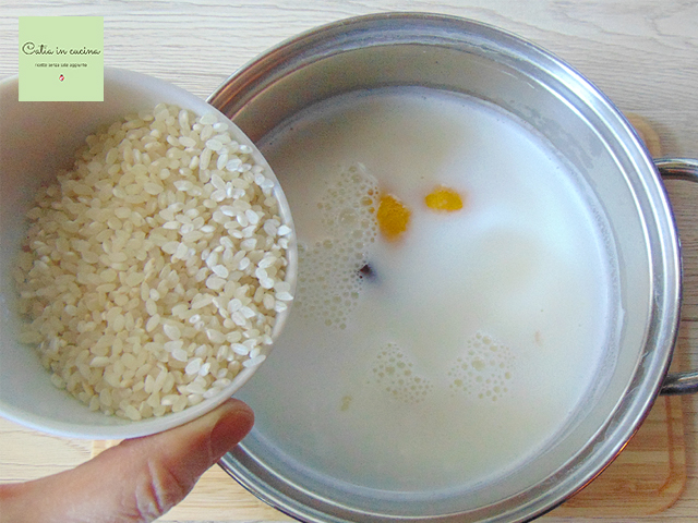 pour the rice into the milk