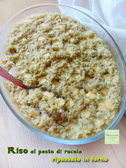 rice with arugula pesto baked