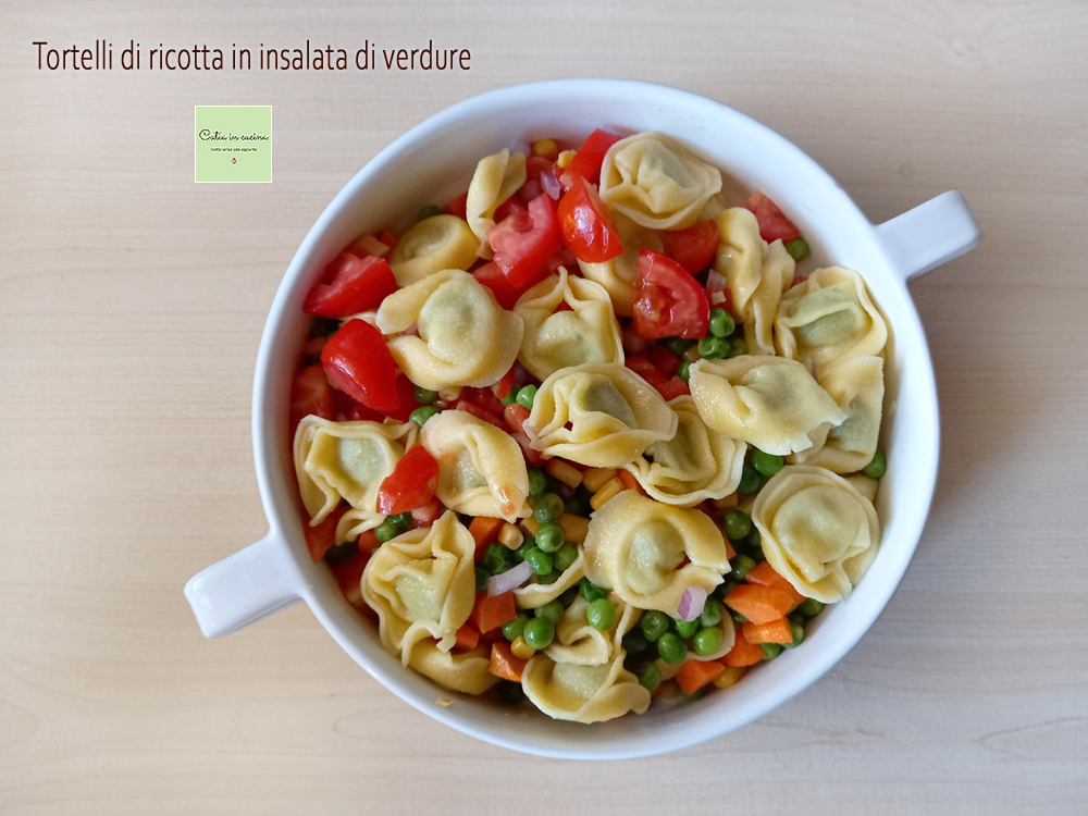 ricotta tortelli in vegetable salad