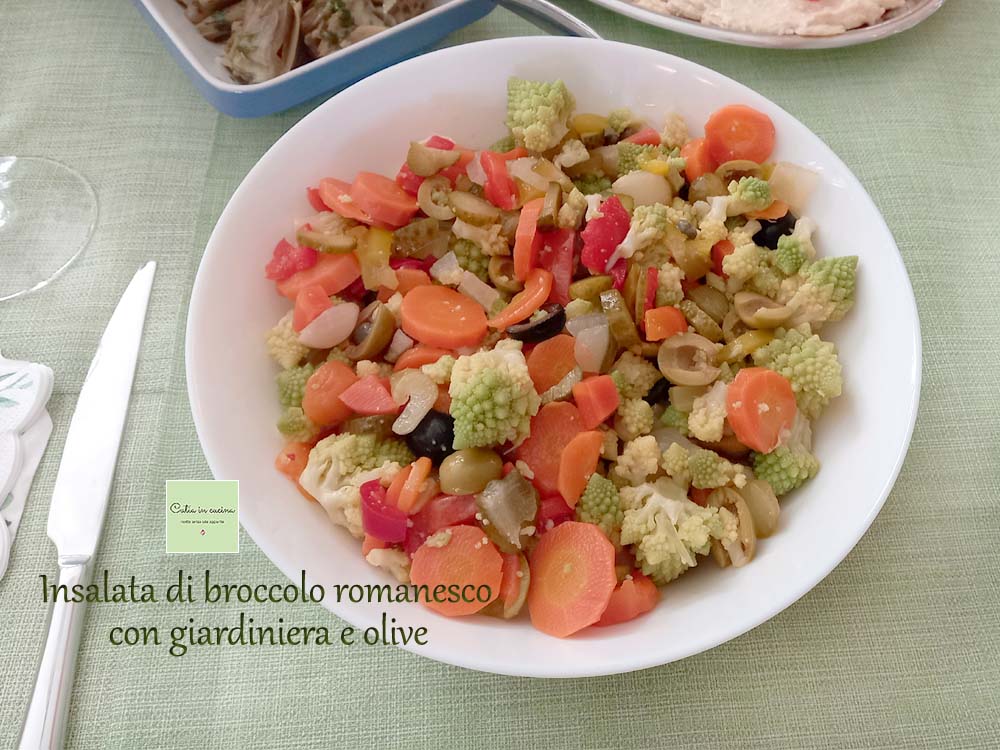 Romanesco Broccoli Salad with Pickles and Olives