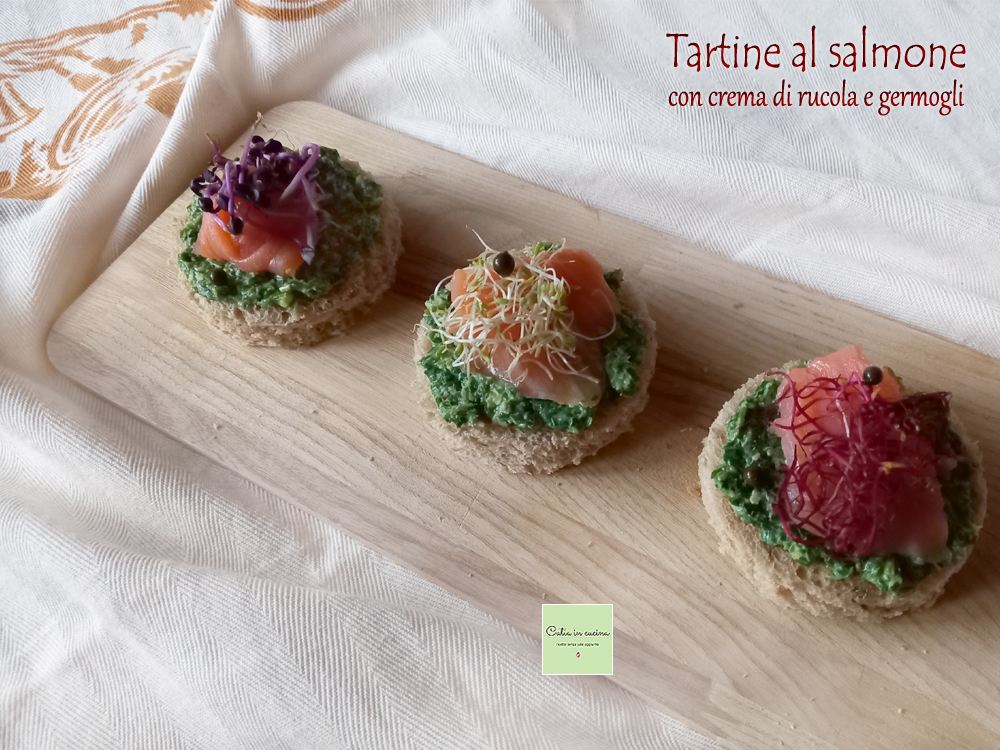 Salmon Canapés with Arugula Cream and Sprouts