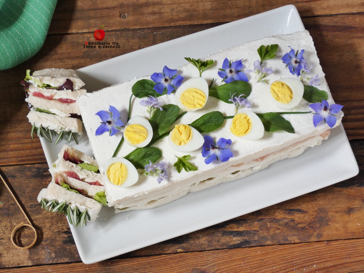 Sandwich Cake with Salami and Ricotta