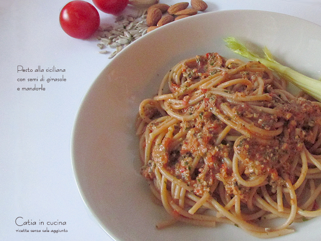 Sicilian pesto with sunflower seeds and almonds