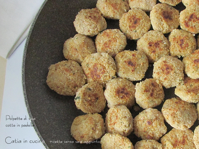 soy meatballs in pan