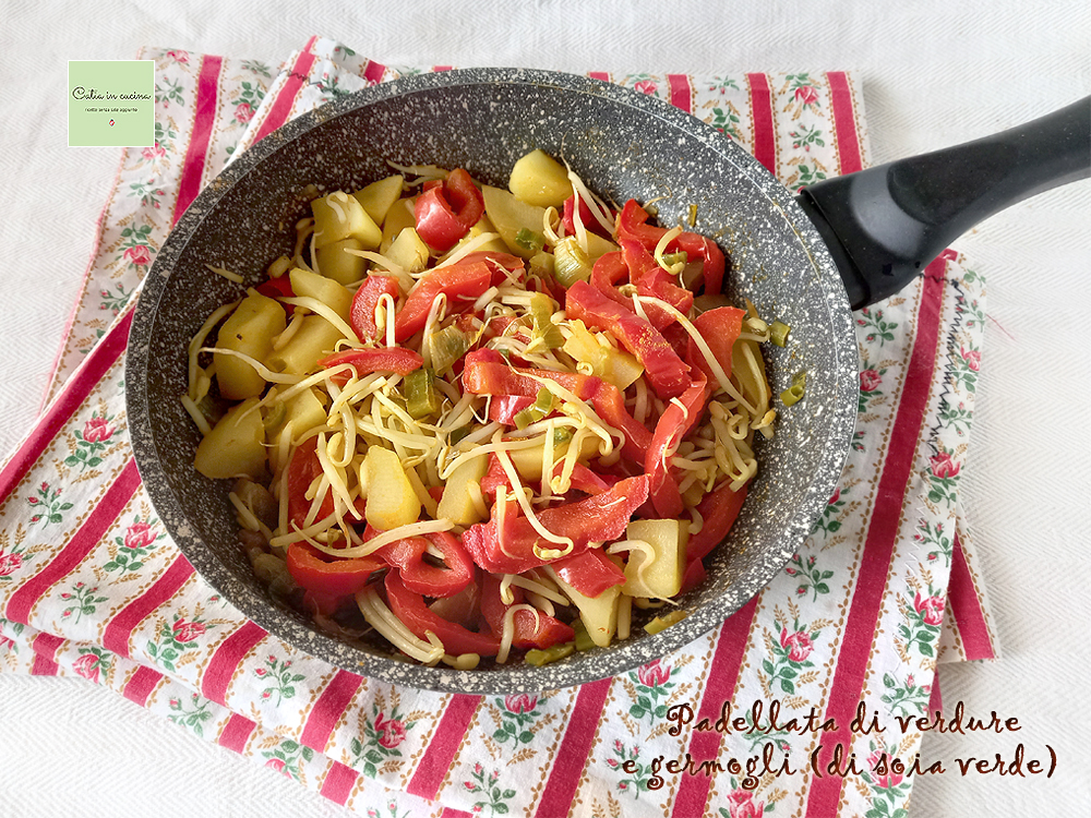 stir fry of vegetables and sprouts - peppers potatoes