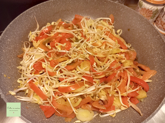 stir fry of vegetables and sprouts