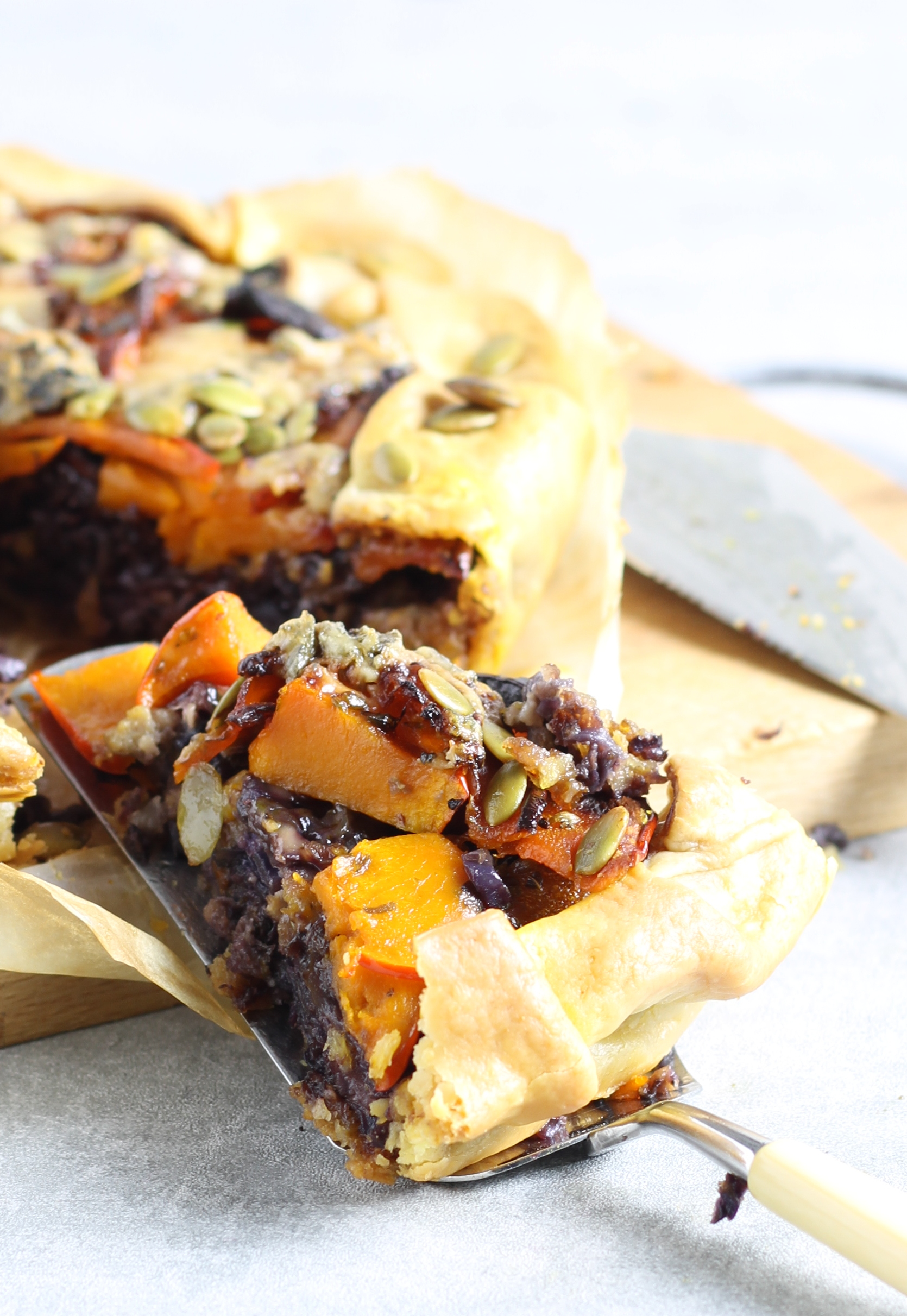 Autumn Casserole with Pumpkin, Red Cabbage, and Sausage