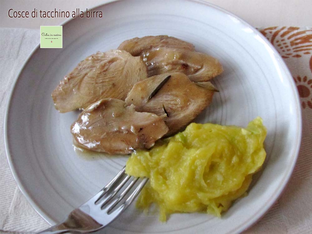 turkey thighs in beer with pumpkin purée