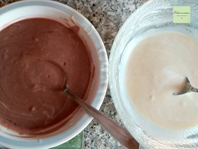 cocoa batter and plain batter