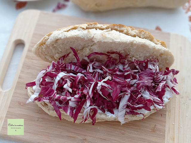 filling sandwich with radicchio