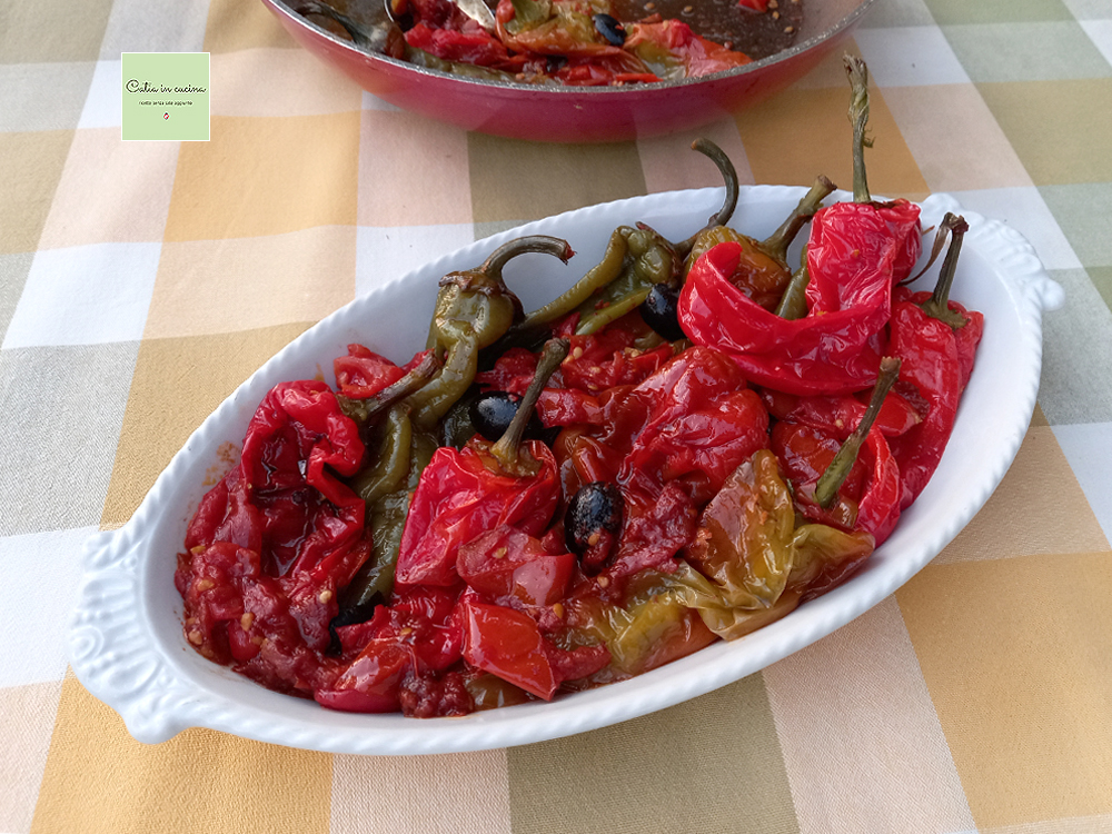 Whole Calabrian Peppers Cooked in a Pan