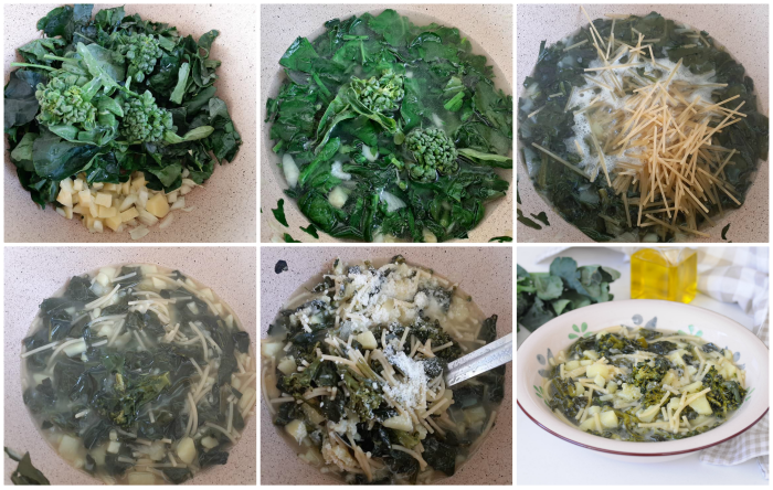 Broken Spaghetti Soup with Broccoli and Potatoes