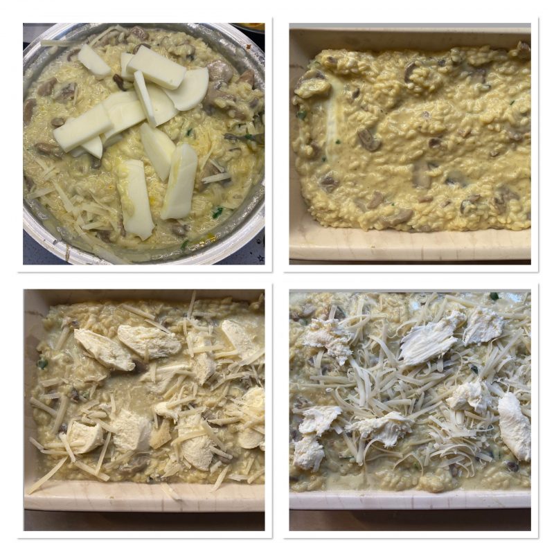 Baked mushroom risotto, creamy and stringy