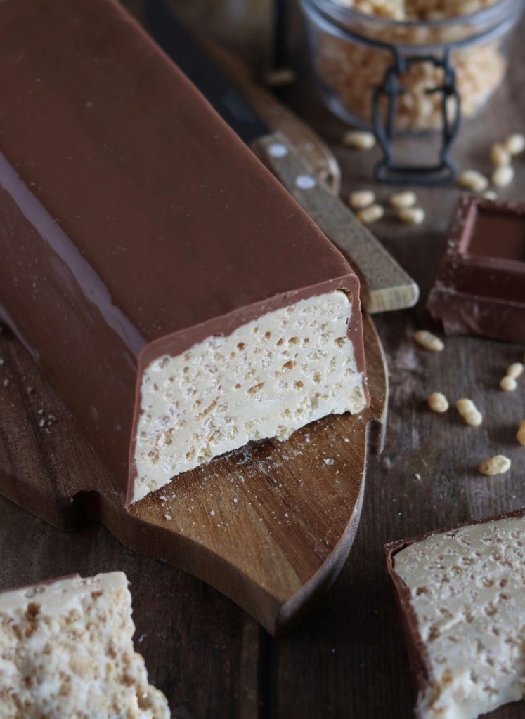 Chocolate nougat with puffed rice
