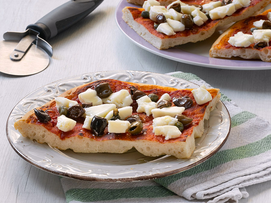Cold Summer Pizza with Olives and Capers