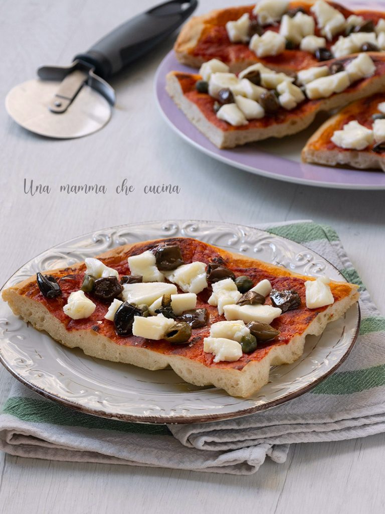 Cold Summer Pizza with Olives and Capers