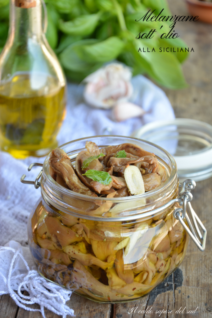 Eggplants in oil Sicilian style