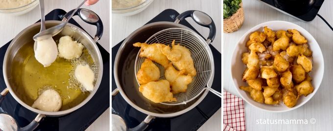 Fritters of the Immaculate Conception in hot oil at 340°F (perfect frying)