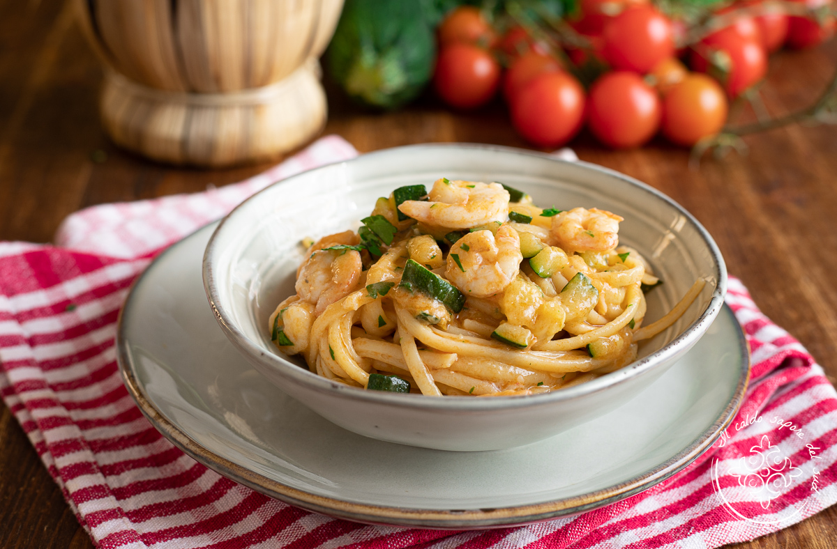 Creamy Zucchini and Shrimp Pasta