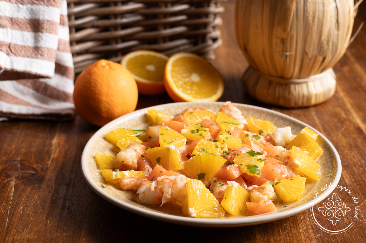 Prawn and Salmon Salad with Orange