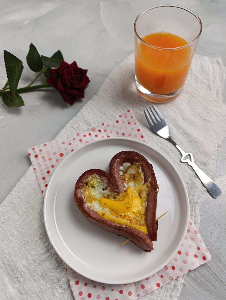 Heart-shaped sausages