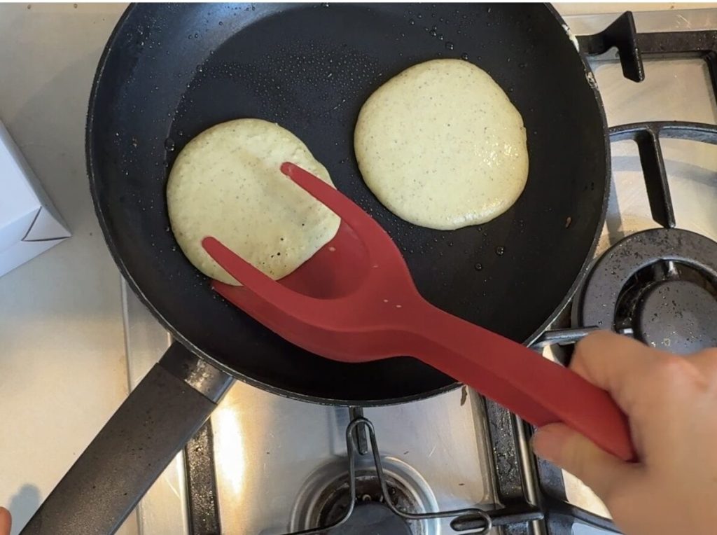 cooking vegan pistachio pancakes