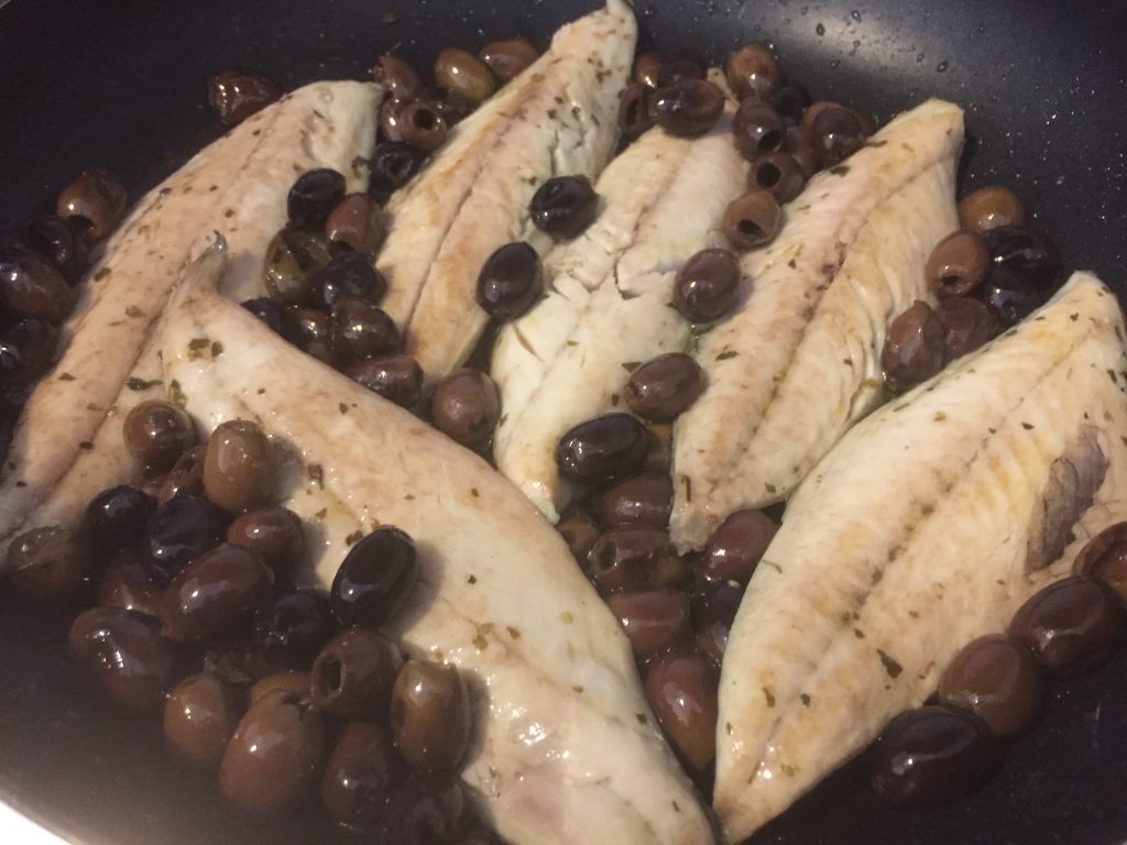tagliatelle with mackerel and pink olives