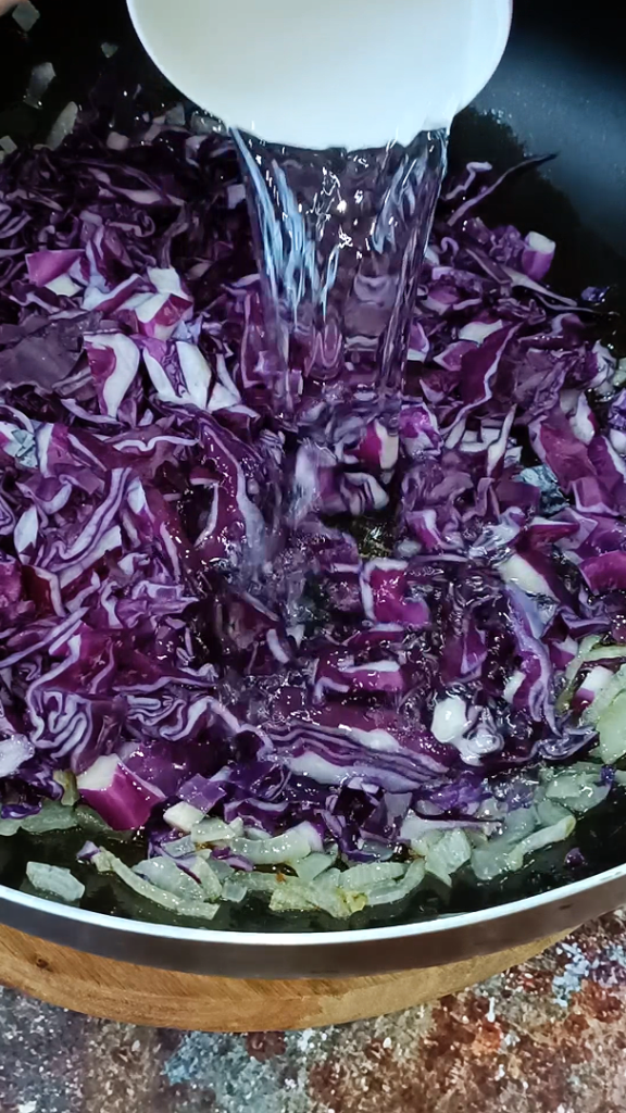 Cook the purple cabbage