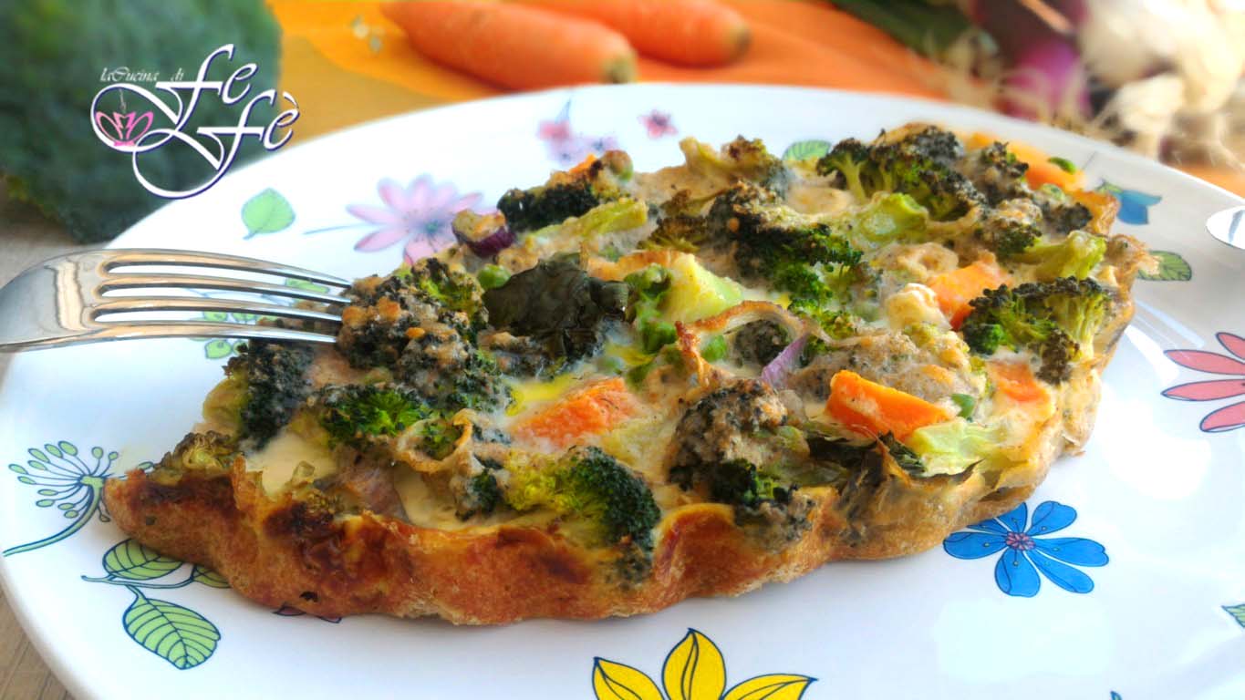SAVORY CLAFOUTIS WITH BROCCOLI, PEAS, AND CARROTS