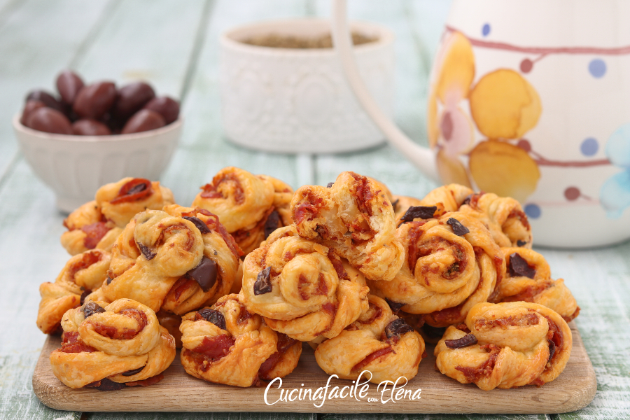 Salami and Olive Puff Pastries