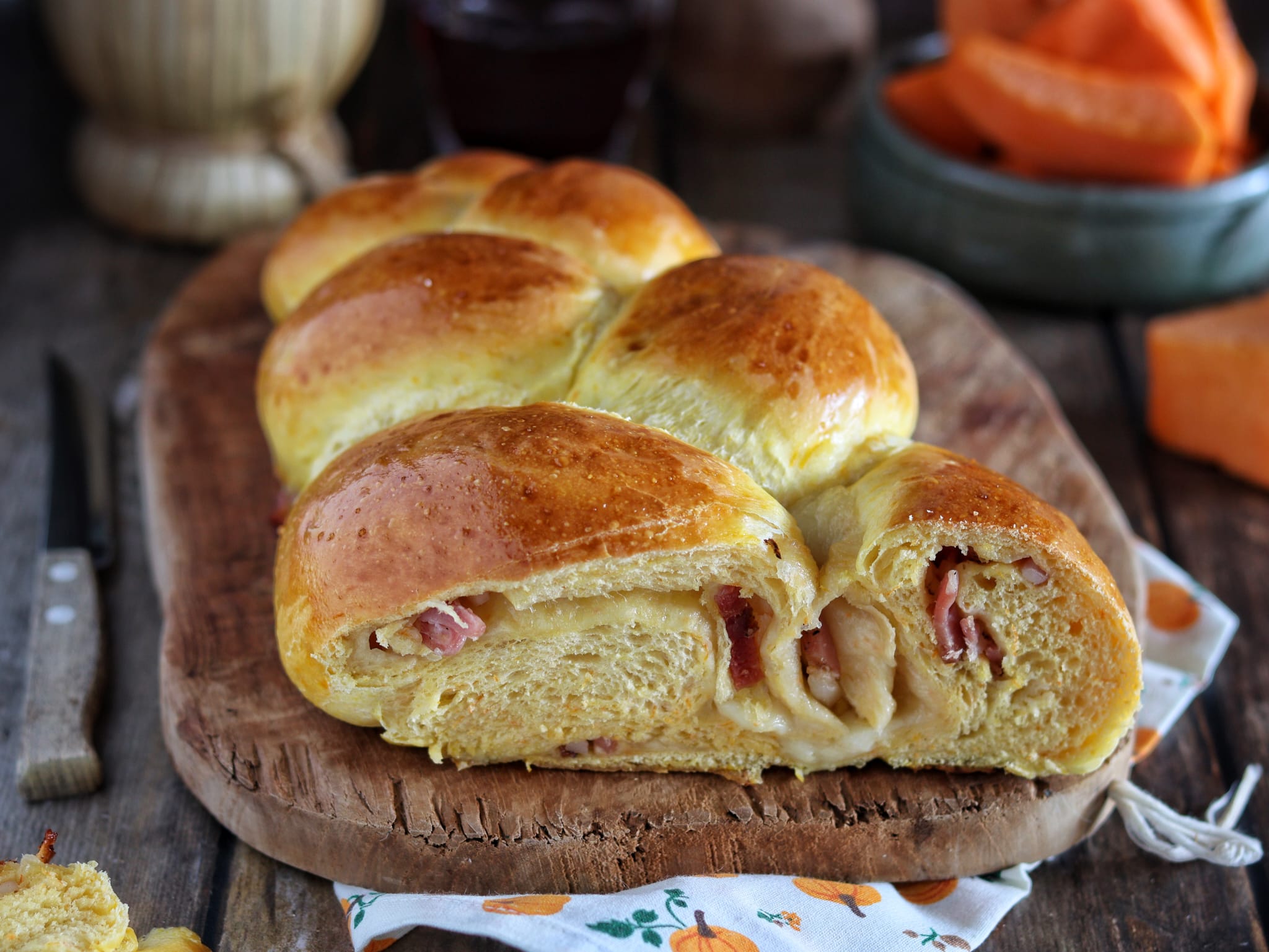 Savory Pumpkin Braid with Speck and Smoked Cheese