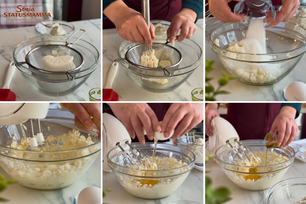 Soft dough for ricotta castagnole without butter with orange zest and vanilla