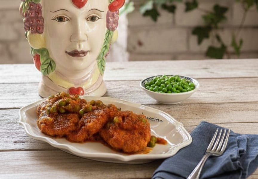 Stuffed Sardines in Tomato Sauce with Peas